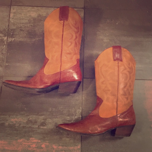 ALDO GENUINE LEATHER TWO TONE COWBOY BOOTS - Picture 2 of 5