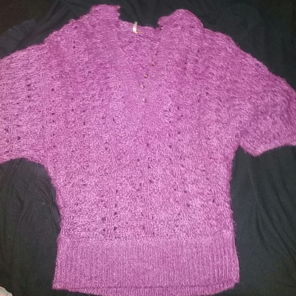 Burgundy free people hoodie sweater