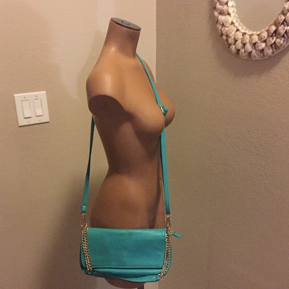 Beautiful teal colored crossbody purse