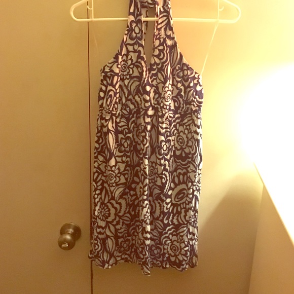 Blue/ white floral dress with halter
