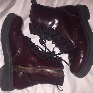 Maroon combat boots