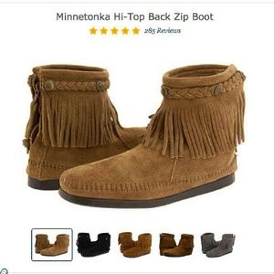 Minnetonka taupe suede boots