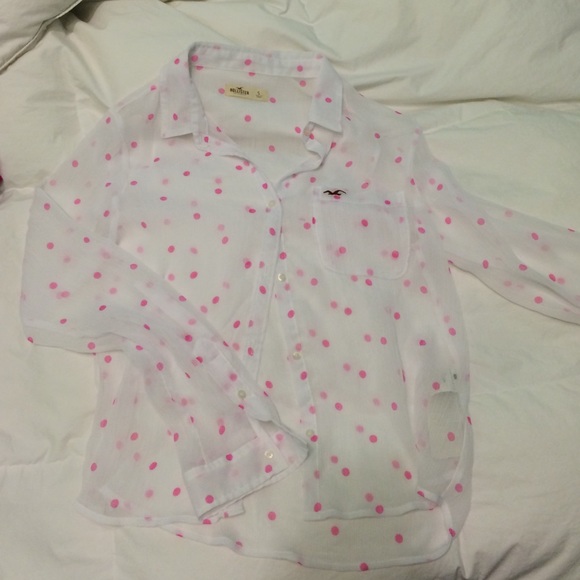 Sheer hollister polka dot shirt - Picture 1 of 2