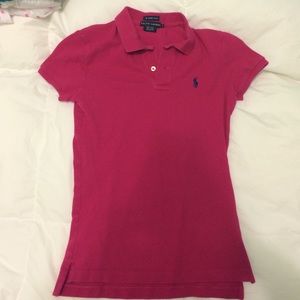 Fuscia polo shirt