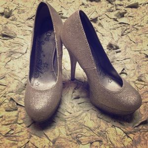 Platform 4" gold sparkly heels