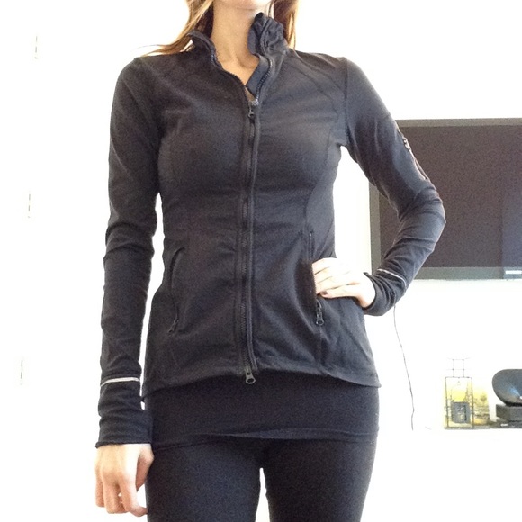 Black full zip track jacket with arm reflectors
