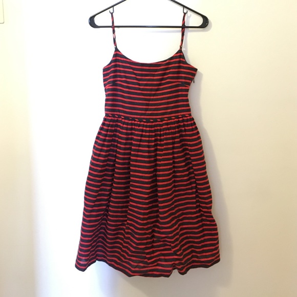 J. Crew navy and red stripe dress