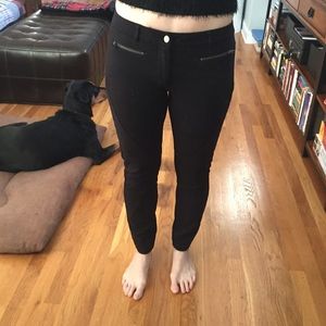 Black Ponte Knit Skinny Pants