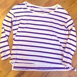 3/4 sleeve American Eagle striped top navy/white
