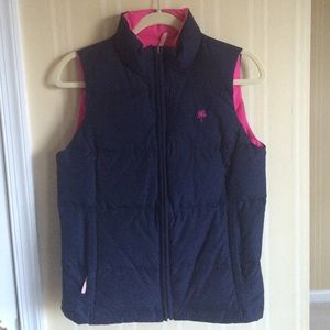 Lilly Pulitzer Pink/Navy Double-Sided Puffer Vest