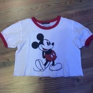 Brandy Melville cropped Mickey Mouse ringer tee