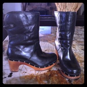 Black Leather UGG Booties
