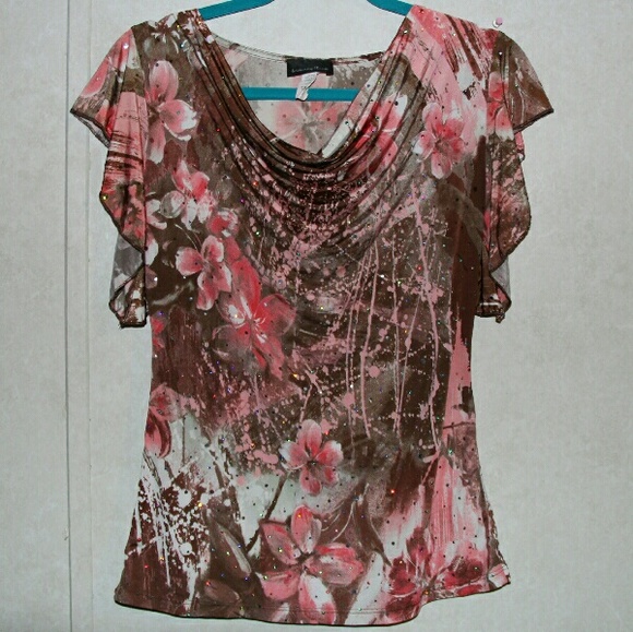 Brittany Black (med) pink and brown dressy shirt