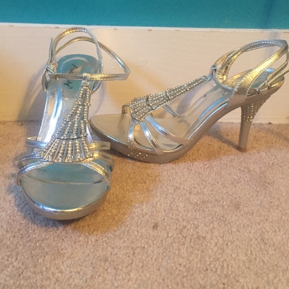 Silver, sequin, formal heels