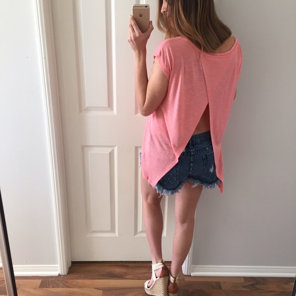 Sold • Salmon-Pinkish Split Tee - Picture 3 of 4