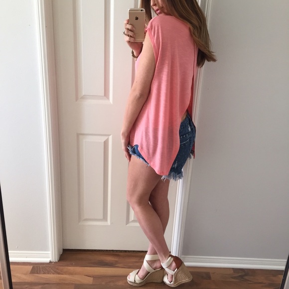 Sold • Salmon-Pinkish Split Tee - Picture 4 of 4
