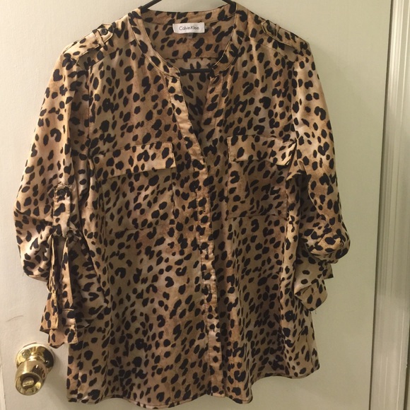 Animal print button up top