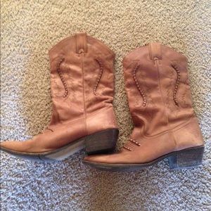 Real leather cowgirl boots western 8
