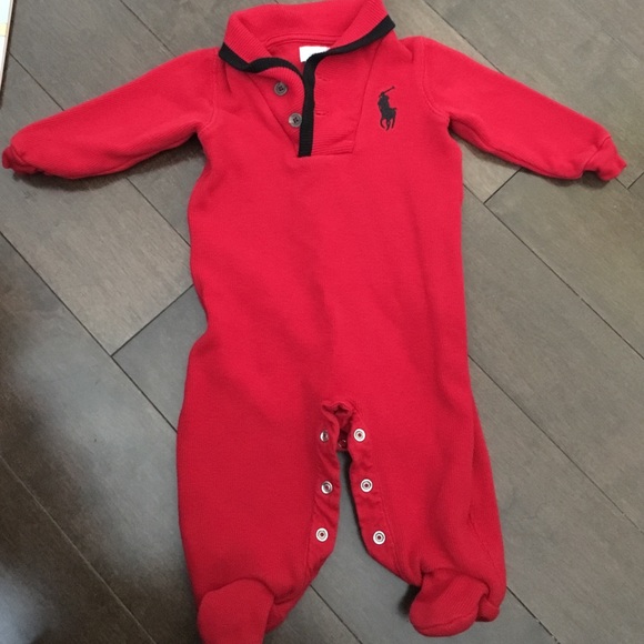 Red baby boy polo outfit