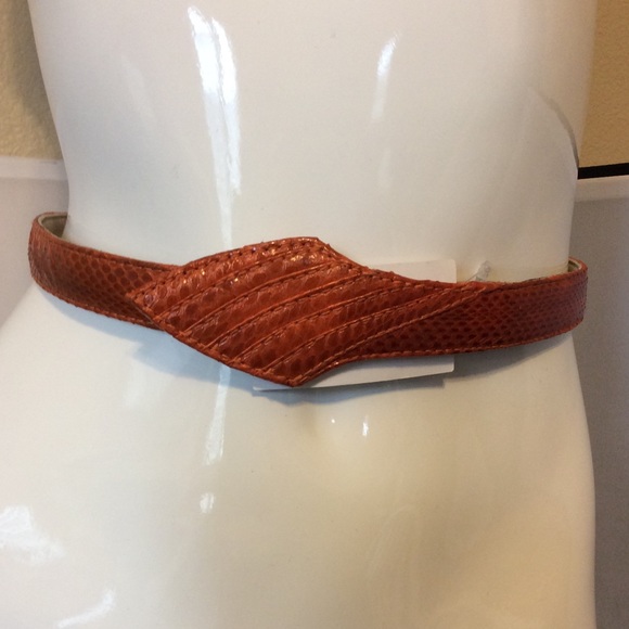 JLynch Orange Water Snake Skinny Belt - Picture 1 of 4