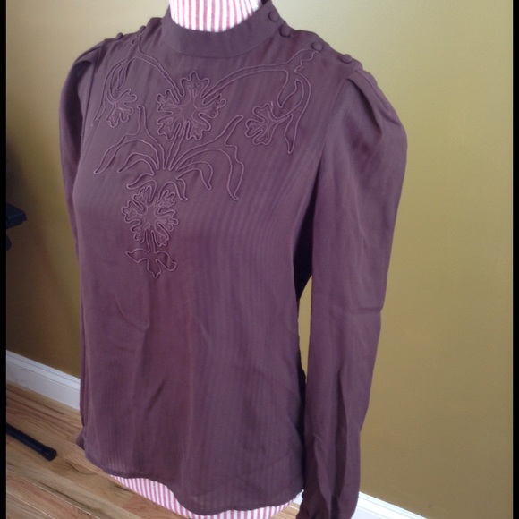 Tops - Oxblood Vintage-Style Blouse