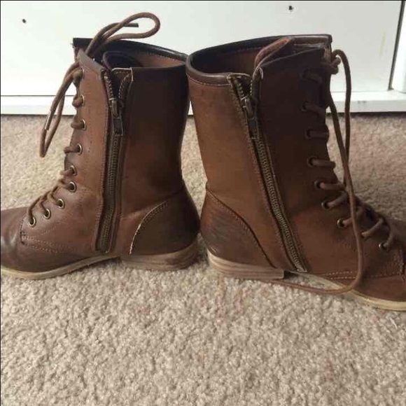 ✨RESERVED✨ Cognac Combat Boots - Picture 2 of 4