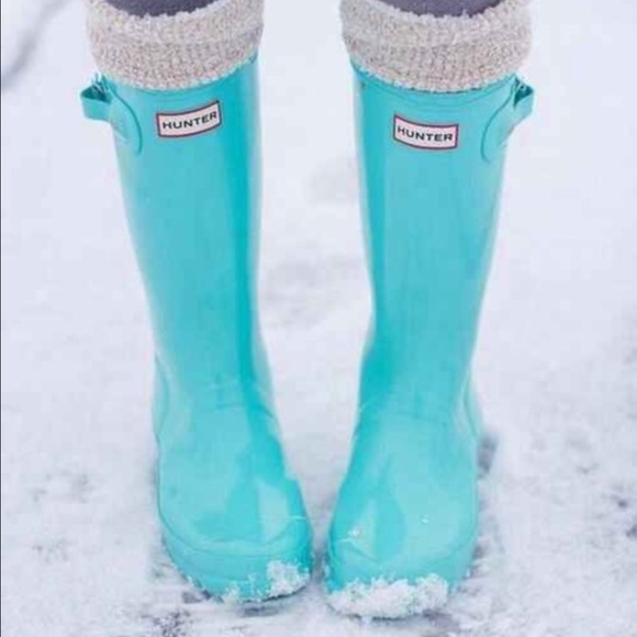 Hunter Shoes - ISO..Tiffany Blue Glossy Hunter Tall Boots SIZE 7