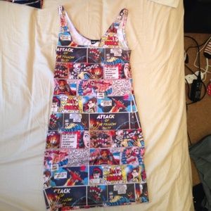 Bodycon tank dress with comic design