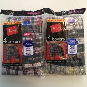 Hanes Men's TAGLESS Plaid Boxer Shorts Sz L 8 pack