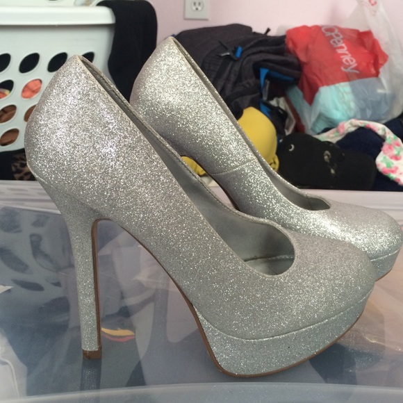 Silver glitter high heels