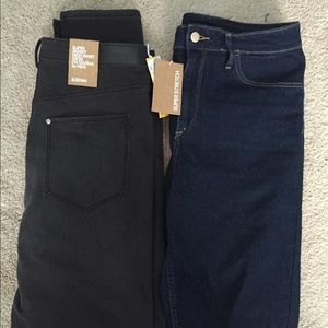 H&M skinny dark wash and black jeans