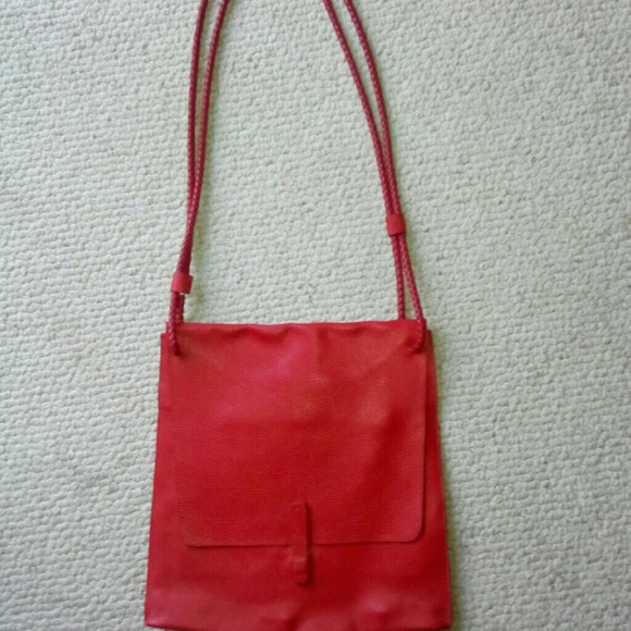 Red leather flat bag