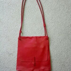 Red leather flat bag
