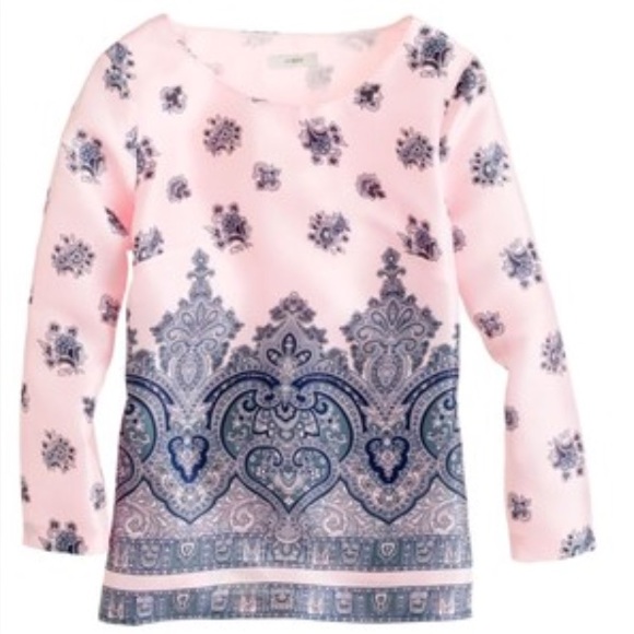J. Crew Collection Pink Paisley Silk Top Blouse