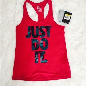 Nike workout racer back top in raspberry.