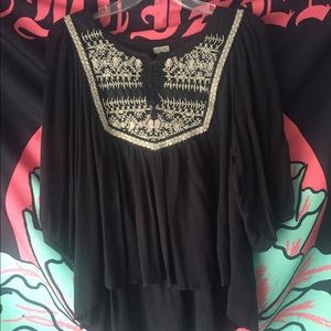 Ecote black high low peasant top