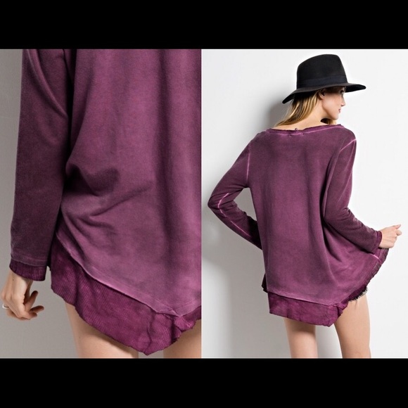 💔LAST ONE💔Plum Deconstructed Top - Picture 3 of 4