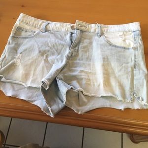 Distressed jean shorts
