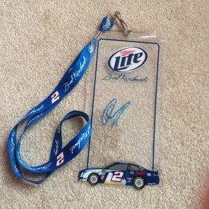 Signed Brad keselowski ticket holder and lanyard.