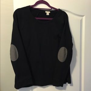 J crew black elbow patch sweater
