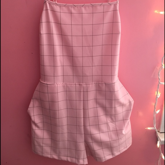 American Apparel Pink and Gray Grid Print Jumper