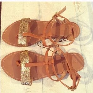 Gold glitter sandals