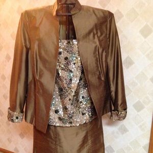 Silk & Sequins Suit with Sequined Tank Sz 2X