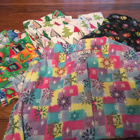 Set Of 4 Christmas Scrub Jackets.