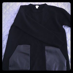 J crew merino wool and faux leather sweater