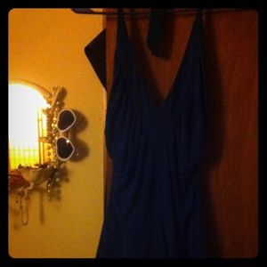 Dark teal halter dress above knee medium