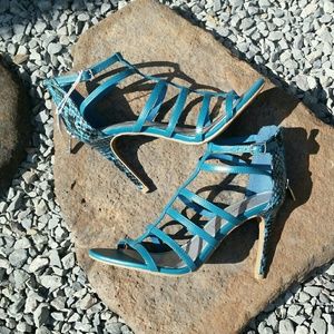 Turquoise strappy heels