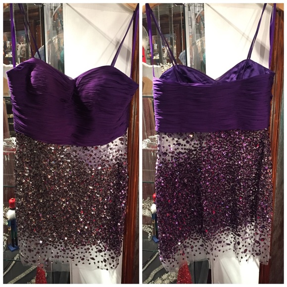 PURPLE AND SILVER SEQUIN SHORT DRESS