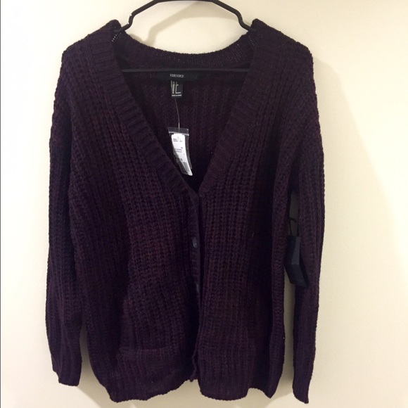 Dark Raspberry Knit Cardigan