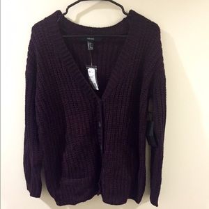 Dark Raspberry Knit Cardigan